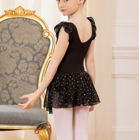 Arshiner Girls Ruffle Sleeve Ballet Dance Dress Tutu Skirted Leotard. Bl… - Picture 2 of 9